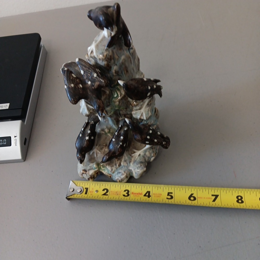 VTG‎ Birds Ceramic Figurine Dead Tree + 6 Black Birds Crows Drip Pottery Haunted - Picture 13 of 16